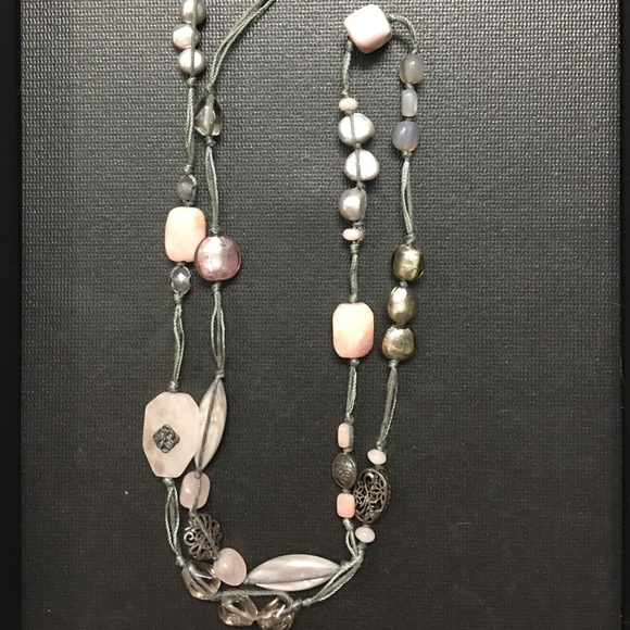 Silpada Pink Soapstone Gray Long Necklace - Picture 5 of 5